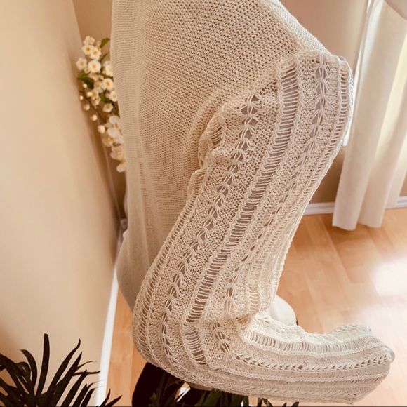 2/$20 Nomi Minimalist Cream Lace Up V-Neck Sweater - Picture 4 of 8